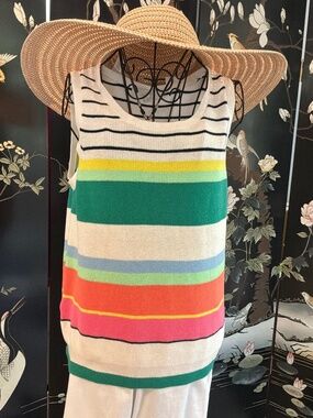 LOFT Multicolor Striped Sweater Tank TopSize: Large